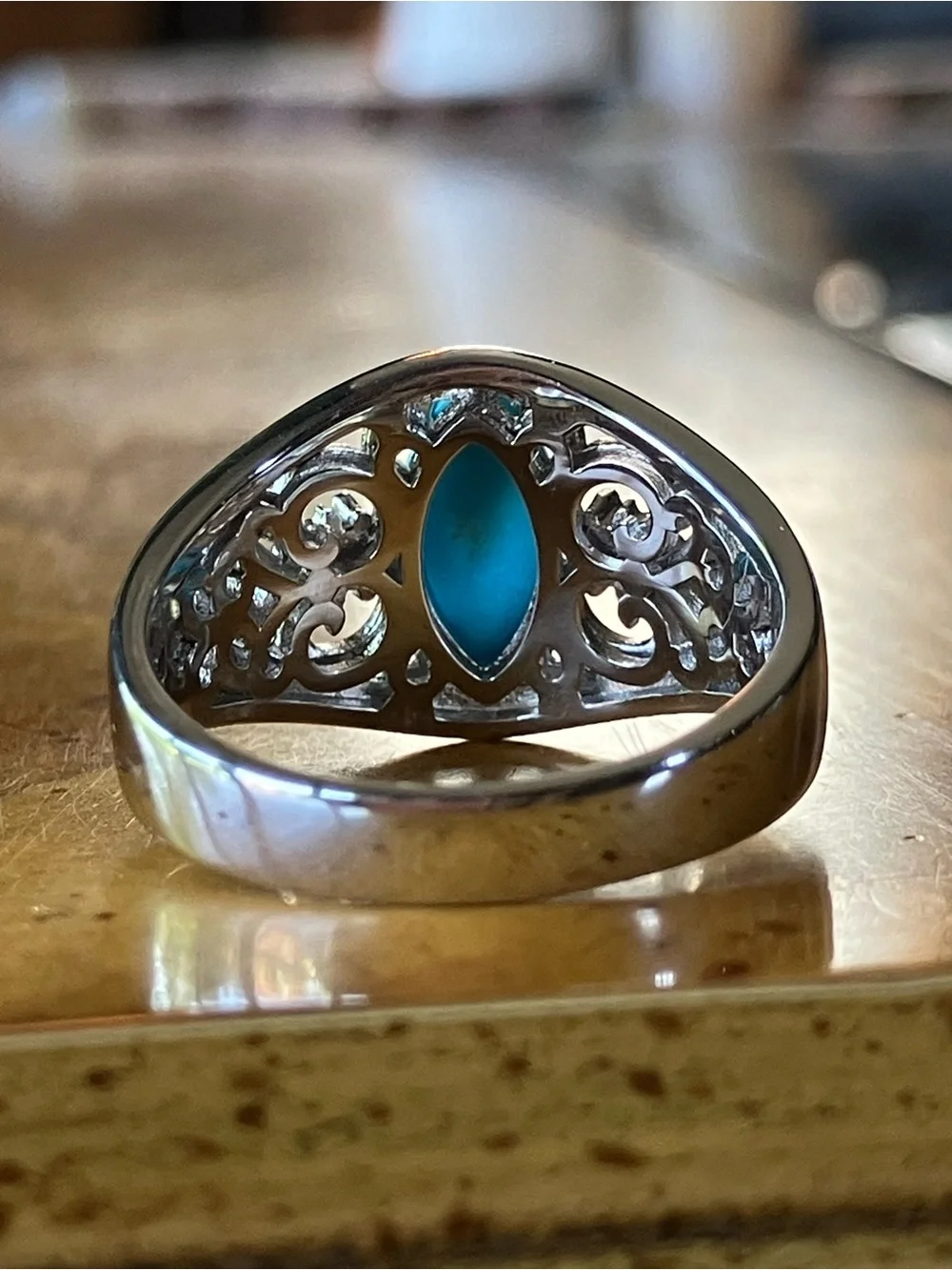 Sleeping Beauty Turquoise Diamond Ring Size 7